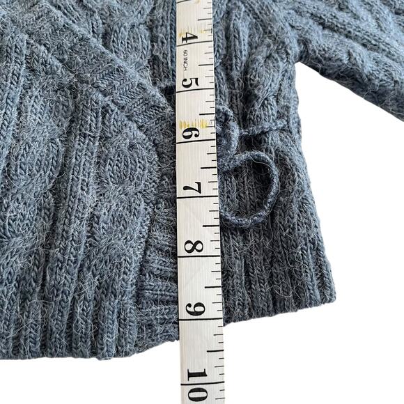 Elephantito Baby Blue Cable Knit Rabbit Hair Wrap Sweater size 3 months - Picture 4 of 9